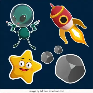 space design elements alien spaceship star aerolite sketch