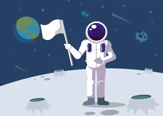 space exploration background astronaut moon flag icons