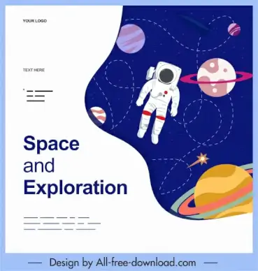 space exploration background astronaut planets motion sketch
