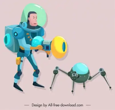 space exploration icons modern design cartoon character sketch