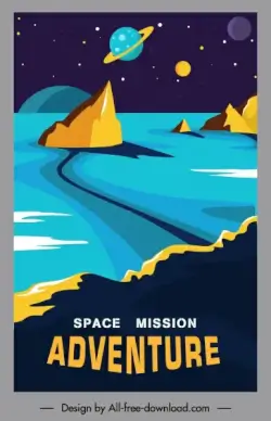 space poster planet surface sketch