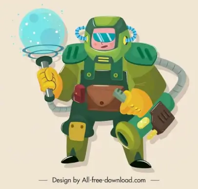 space soldier icon modern armour sketch cartoon design