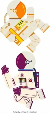 spaceman icon colored cartoon sketch