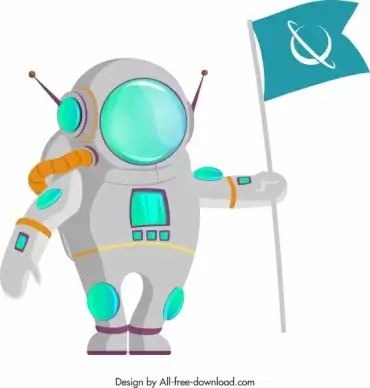 spaceman icon shiny modern design cartoon sketch