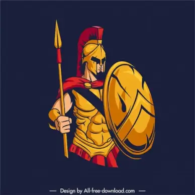 spartan warrior tattoo icon colored classic sketch