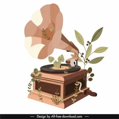 speaker icon vintage design leaves decor