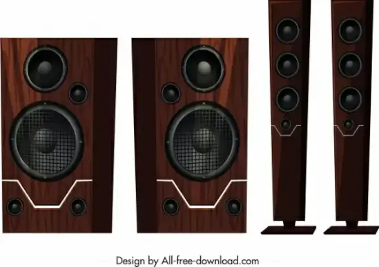 speaker icons templates elegant brown wooden realistic design