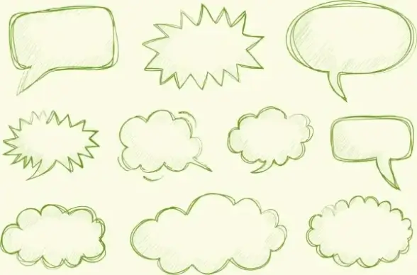 speech baubles collection handdrawn serrated cloud rounded sketch