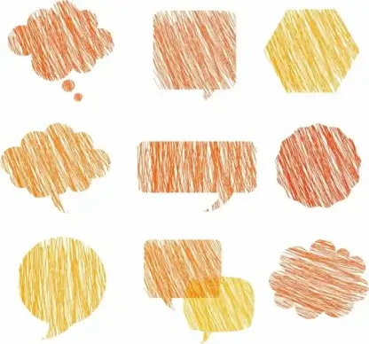 speech bubble icons handdrawn flat shapes sketch