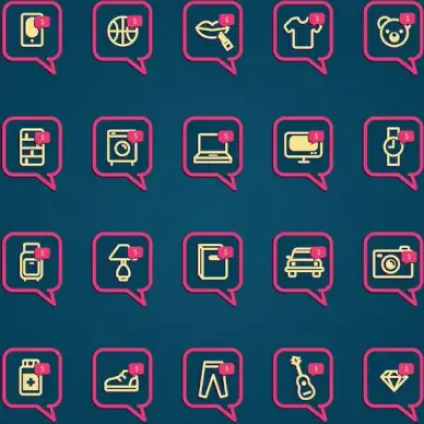 speech bubble with shopping icons