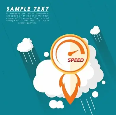 speed concept background cloud rocket gauge icons