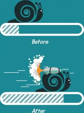 speed concept background snail rocket icons flat design