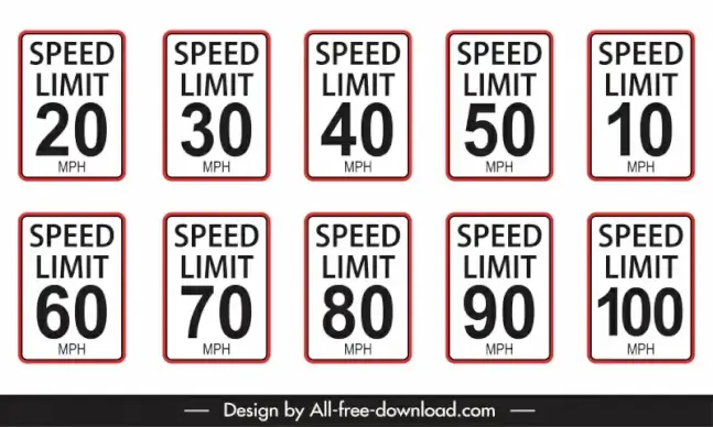 speed limit sign board template flat vertical rectangular shapes