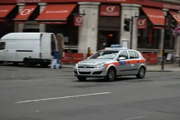 speeding police car