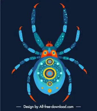 spider icon modern colorful decor symmetric flat design