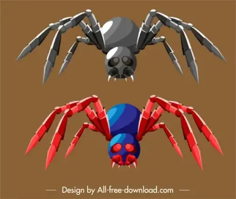 spider robot icon colored 3d sketch