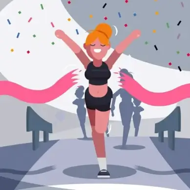 sport background marathon athletic confetti icon cartoon design