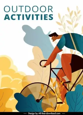 sports banner bicyclist icon colorful classic flat design