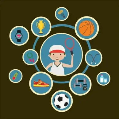sports icons isolated with various symbols and infographic