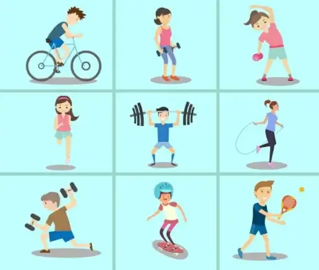 sports icons sets illustration in colored flat style