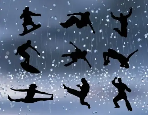 sports promotion silhouettes illustration on bokeh background