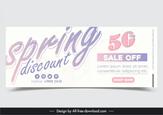 spring discount banner elegant flat texts design