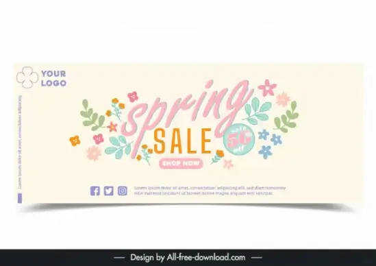 spring discount banner template elegant dynamic flowers