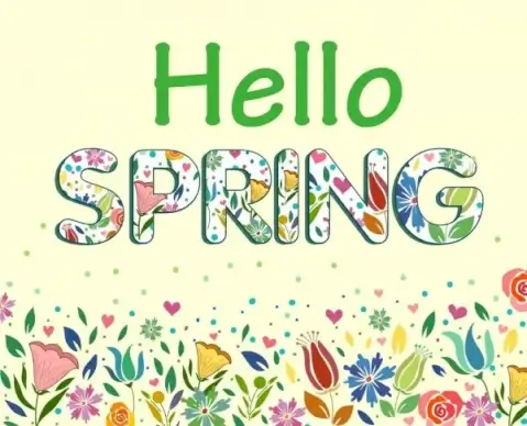 spring poster colorful flowers texts sketch