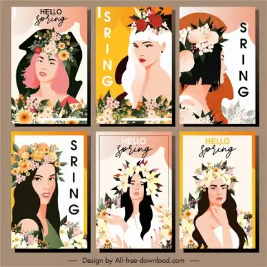 spring posters young girl portraits flowers hairstyle decor