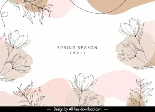 spring sale background template handdrawn classic floral decor