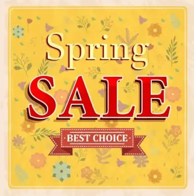 spring sale banner flowers icons decoration