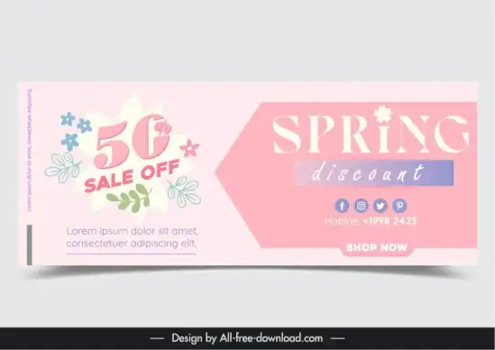 spring sale banner template elegant flat flowers