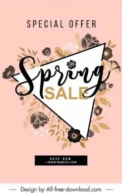 spring sale poster template classical handdrawn botany decor