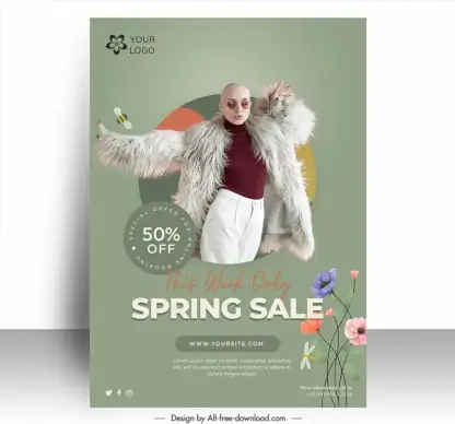 spring sale poster template dynamic realistic design 