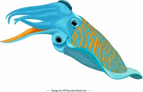 squid icon blue yellow 3d design