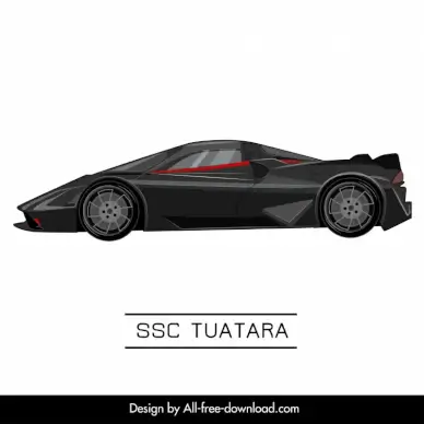 ssc tuatara car model icon flat modern side view sketch
