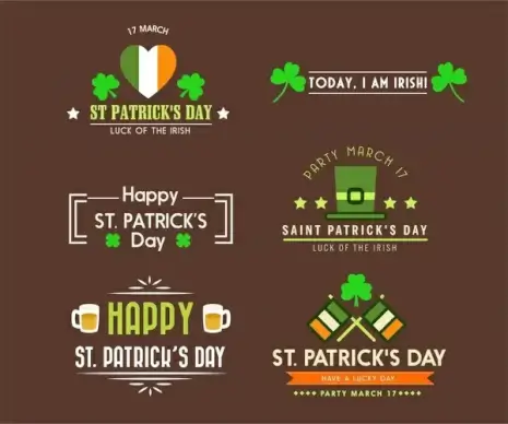 st patricks day logo design elements in flat design