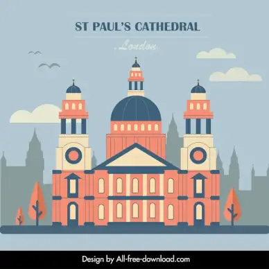 st pauls cathedral advertising banner flat classical design
