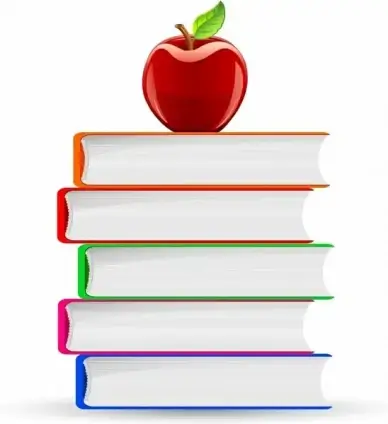 Stack of Book and Red Apple
