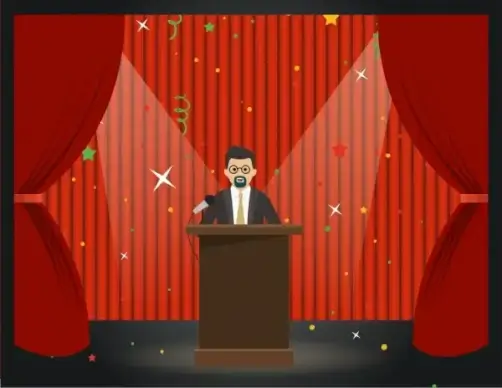 stage design classical red curtain decoration lecturer icon