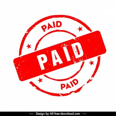 stamp paid sign template flat retro stars circle shape
