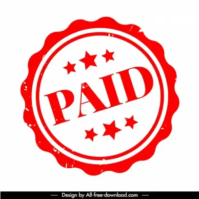 stamp paid sign template serrated circle stars retro 