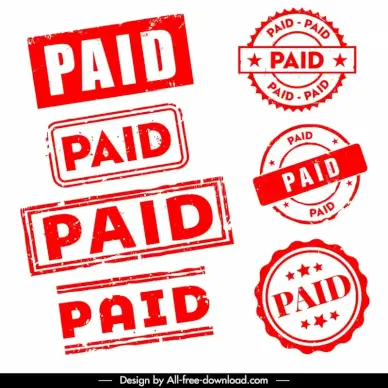 stamp paid sign templates collection circles rectangles shapes