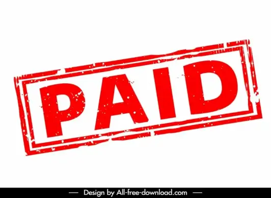 stamp paid template retro flat texts rectangle 