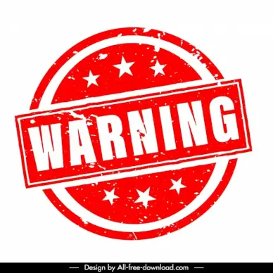 stamp warning template retro circle rectangular stars decor