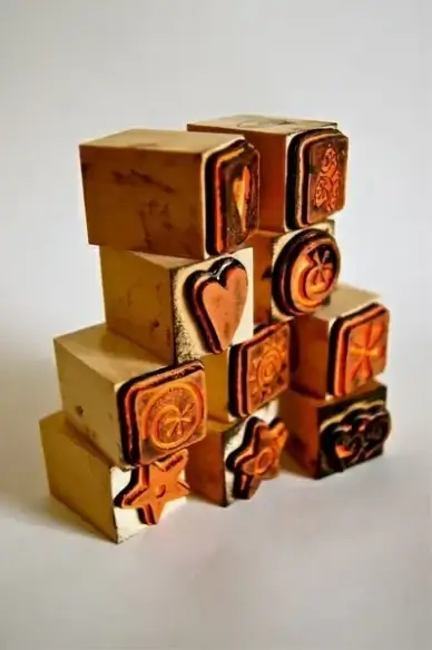 stamp wood heart