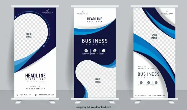 standee banner templates elegant modern checkered curves decor