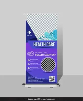 standee medical healthcare banner template elegant checkered leaves