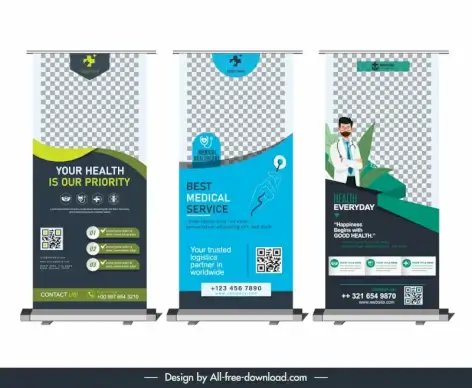 standee medical healthcare poster templates collection elegant design
