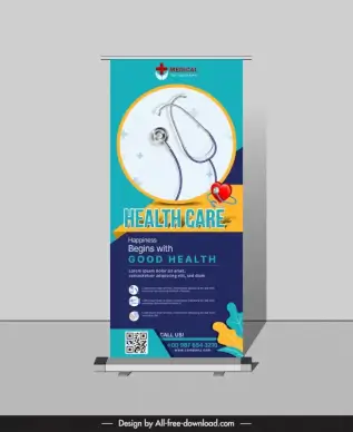 standee medical healthcare template heart circle stethoscope